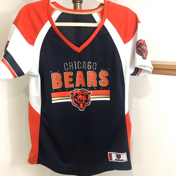 Tops - Ladies Chicago Bears V-neck with Sparkles